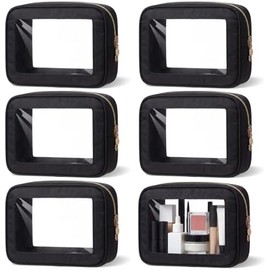 Cosmetic Bag Organizer Travel, Compact Lightweight Accessory for Travel and Daily Use - Abbylike 6 Clear Makeup Nylon