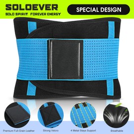 Back Brace for Men and Women, Adjustable Lumbar Support Back Brace for Lower Back Pain, Sciatica, Scoliosis, Injury Recovery, Back Support Belt for Work, Weightlifting, Gym, Workout (Blue, Medium)