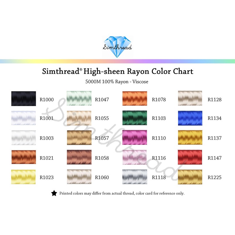 Simthread Rayon Embroidery Thread 5000 m 40wt 100% Viscose for