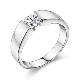 Uloveido Classic Platinum/Rose Gold Plated Round Brilliant Cut Cubic Zirconia Solitaire Wedding Engagement Rings J002, Crystal, Cubic Zirconia