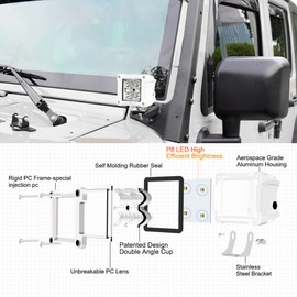 Auxbeam FA Series White Housing LED Pods, 3Inch 40W Spot Beam Offroad Cube Lights, 4800LM All White Body Ditch Lights Spotlights, for Marine Boat 4x4 4WD Motorcycle Truck, Pair