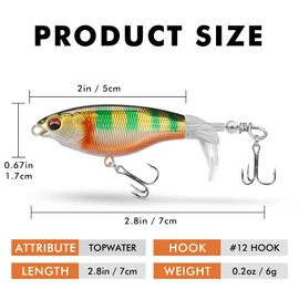 TRUSCEND Topwater Señuelos Flotantes de Pesca, Cebos Duros Artificiales, Cebos Flotantes Topwater, Señuelos de Crankbaits Realistas para Lubina