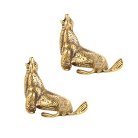 NOIAFZY 2Pcs Vintage Brass Sea Lion Decor Exquisite Brass Sea Lion Ornament for Home Office Decor Animal Statue