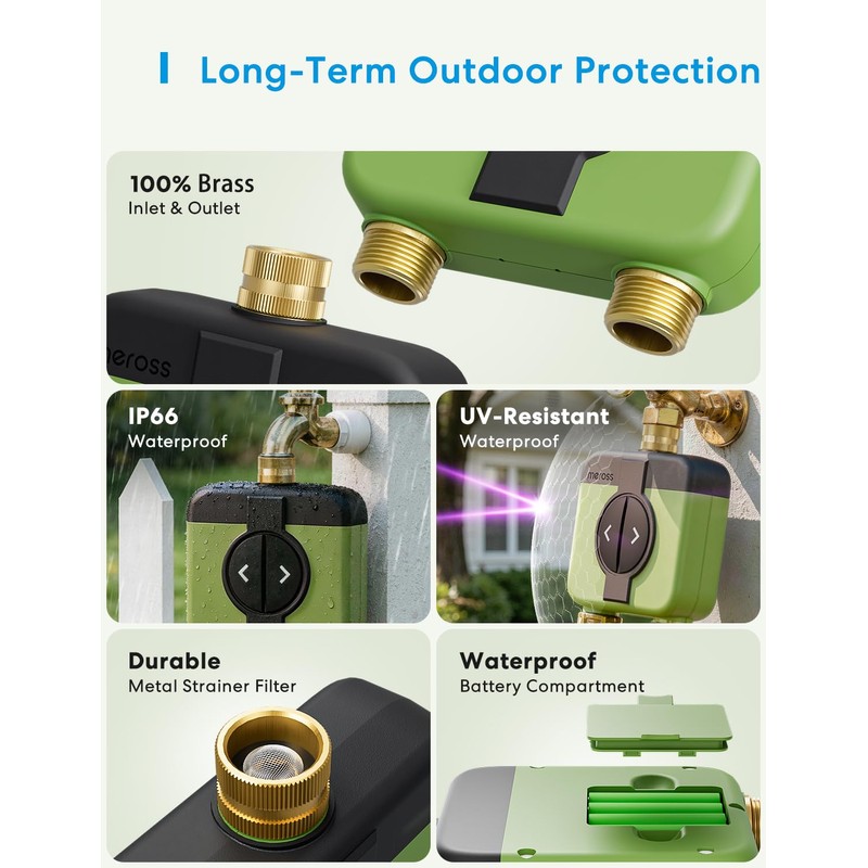 meross WiFi Water Timer for Garden, Hose Timer with Brass