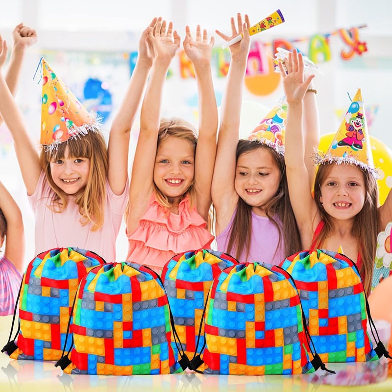 ausurme 12 Building Blocks Drawstring Bags12PCS Building Blocks Drawstring Gift