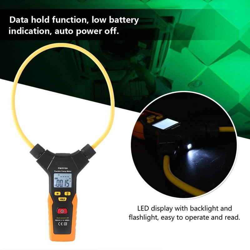 Flexible Clamp Meter, Walfront PEAKMETER PM2019A/PM2019S Handheld Digital Flexible Clamp