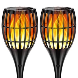 Solar Larger Torch Lights, 43" Solar Torch Lights Outdoor Flickering Flame Waterproof for Garden, Path, Yard (2 Pack)