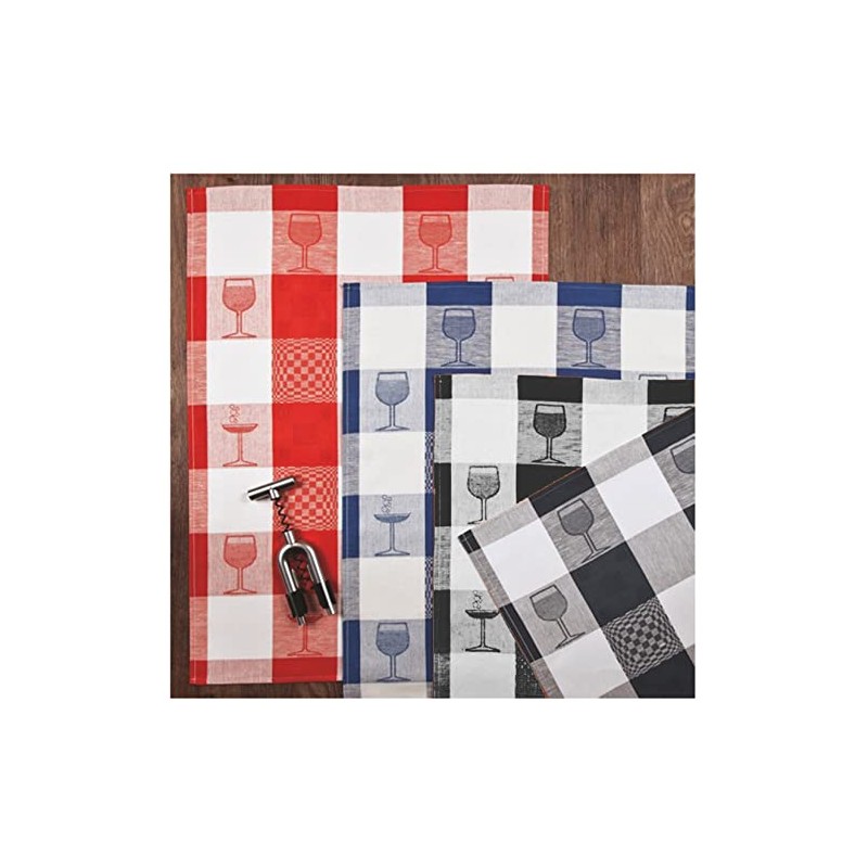 Ross Zwirn Half-Linen Tea Towel Cocktail Glasses Jacquard 50 x