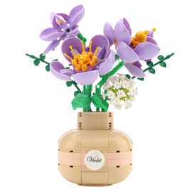 LUKHANG Violets Flower Building Blocks Set - DIY Aromatherapy Bouquet and Bonsai Trees - 539 PCS Micro Blocks Collection - Cute Design - Clear Instructions - Great Gift - 12+