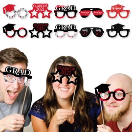 Big Dot of Happiness Red Grad Glasses - Best is Yet to Come - Red 2022 Paper Card Stock Graduation Party Photo Booth Props Kit - 10 Count
