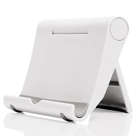 JUSDIQIR Cell Phone Stand for Desk, Foldable Cell Phone Holder Mobile Stand Phone Dock, Multi-Angle Universal Adjustable Tablet Stand Holder Compatible with Most Cell Phone and Tablet (White)