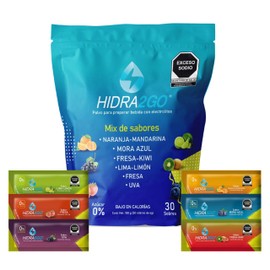 Electrolitos Sin Azucar | Bolsa 30 Sobres Mixtos en Polvo Sin Calorías Vegano y Ecológico Soluble en Agua 600 ml | Hidratación Rápida para Deporte y Actividades | HIDRA2GO