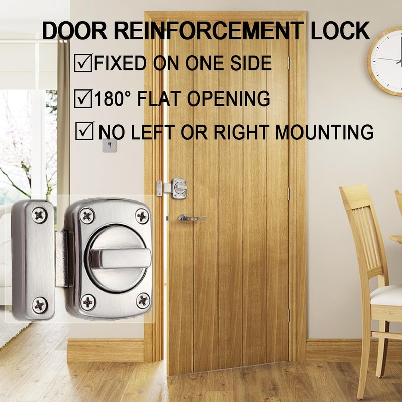 Night Security Reinforcement Latch for Single-Sided Indoor and Outdoor Locks