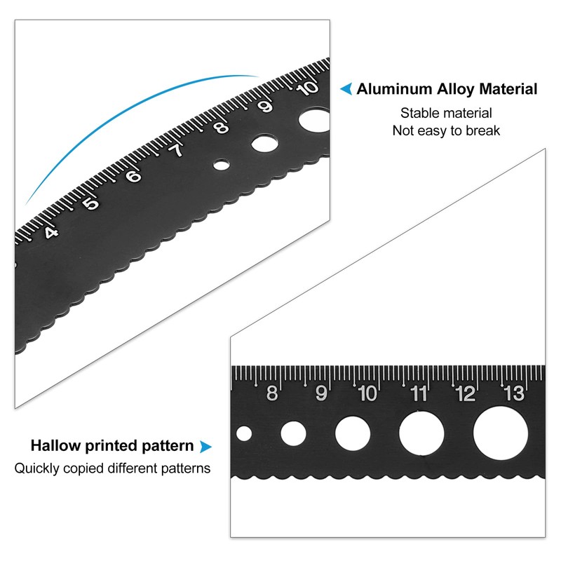 PATIKIL Triangular Ruler Set, 15cm Aluminum Metric Ruler 45°60° Triangular