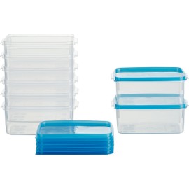 MiraHome Freezer Containers 8 x 0.5 L Rectangular Blue - Storage Jars with Lid Airtight - Transparent Food Storage Containers with Lid - Kitchen Storage Box for Mealprep & Organisation - Austrian