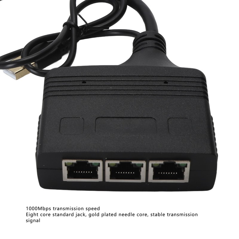 1 to 3 Ethernet Splitter High Speed 1000Mbps RJ45 Network