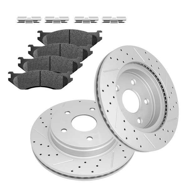 Fraxle Front Drilled & Slotted Disc Brake Rotors and Ceramic