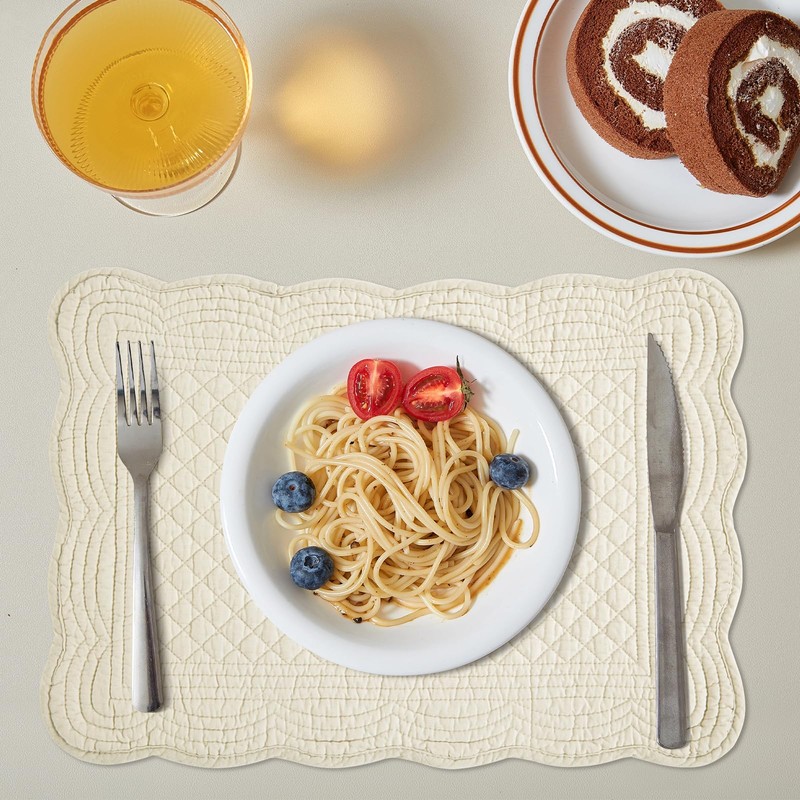 HOMBYS Quilted Placemats Set of 6 Washable-13x18 inches Rectangular Placemats