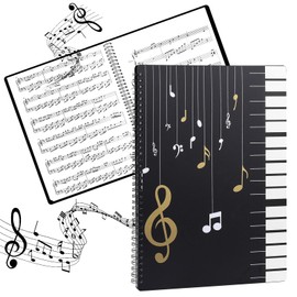 A4 120Pages Sheet Music Folder, Multifunctional Music Display Folder, Spiral Binder Music File Folder, Clef Paper Storage Blank Piano Guitar Concert Choral Folder, Documents Holder Bag (31.5 X 23.5CM)