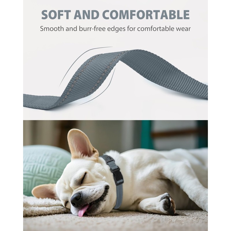 Joytale Small Dog Collar, Reflective and Adjustable Nylon Collar with