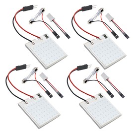 JRQLOV Red COB 48SMD Everbright Led Dome Light Bulb 4 Pack 12v Interior Led Panel Light with BA9S T10 Festoon Adapter for Auto Car Dome Map Reading Plate Light Truck Roof Ceiling Wired Lamp