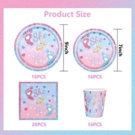 WODJR 68 Pcs Gender Reveal Party Decorations Gender Reveal Tableware Gender Reveal Plates Napkins Cups for Gender Reveal Party Supplies Baby Shower Party Decorations Boy or Girl Party Decorations