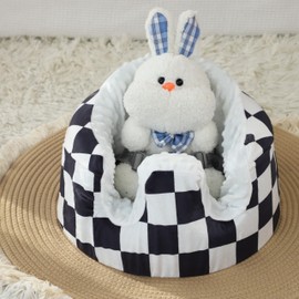 DILIMI Minky Seat Cover Compatible with Bumbo Seat, Removable Ultra Soft Comfortable Warm Seat Slipcover for Baby Girl and Boy, Black Checkered