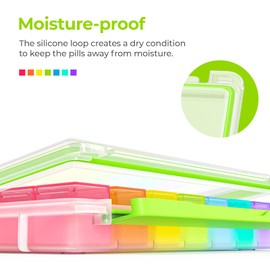 AUVON iMedassist Moisture-Proof Weekly Pill Organizer 4 Times a Day, Large 7 Day Pill Box Case with Portable Design for Travel, Removable Individual Containers Hold Vitamins, Supplements, Medications