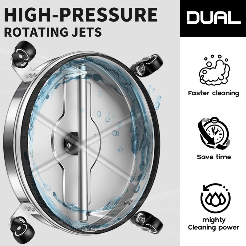 16.5" Pressure Washer Surface Cleaner with 4 Wheels - Stainless