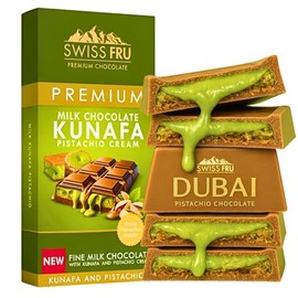 Dubai Chocolate Bar 5.3oz/150g - Loaded Kunafa with Pistachio Cream - Crispy, Smooth Pistachio Milk Chocolate Bar - Delicious Eastern Dessert - Ideal for Gift