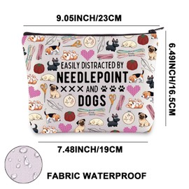 Cross Stitch & Dog Lover Makeup Bag Cross Stitch Gift Easily Distracted by Needlepoint and Dogs Cross Stitch Project Bag (AndDogs UK)