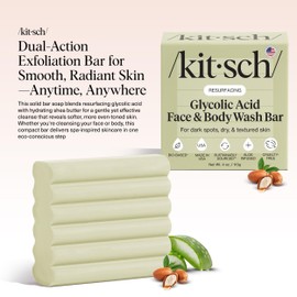 Kitsch Glycolic Acid Face & Body Wash Bar 113g – Resurfacing Bar Soap with Shea Butter for Smoother, Brighter Skin – Gentle Soap Bar & Body Wash for Women & Men – Cucumber & Eucalyptus Scent Bath Soap