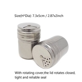 Honbay 2PCS Stainless Steel Dredge Salt Sugar Spice Pepper Shaker Seasoning Cans with Rotating Cover