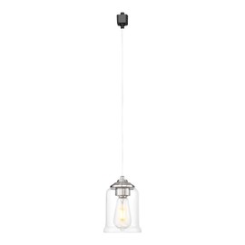 zeyu Modern 1 Pack Track Pendant Lighting, H Type Track Rail Hanging Lantern for Kitchen Dining Room, Clear Glass Shade, Brushed Nickel Finish, ZSL104TP BN