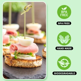 200PCS Cocktail Picks Bamboo Skewers For Appetizers, 6 inch Fancy Toothpicks For Appetizers, Long Cocktail Skewers With Knot, Handmade Bamboo Sticks Cocktail Toothpicks For Drinks Fruit Food Picks