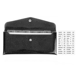 NatSumeBasics Cash Envelope Wallet Black Glitter Stuffing Wallet with 6 Money Divider Pockets with Tab Stickers for Bill Receipt Cash Money Organizer Holder (Black)