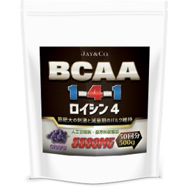 JAY&CO. 無添加人工甘味料 ロイシン4倍 BCAA 筋肥大を刺激 (グレープ, 500g)