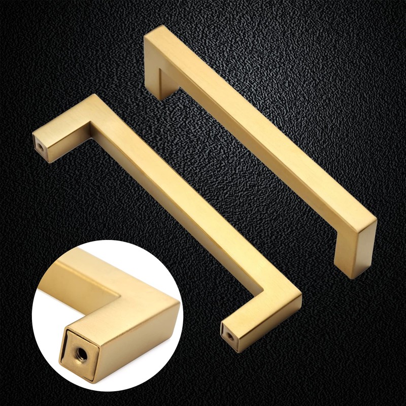 Redunest Cabinet Pulls Gold Cabinet Handles Square Drawer Pulls, 50