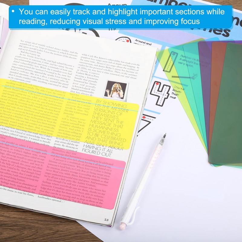 PATIKIL Guided Reading Strips, 20 Pieces Marker Strips Highlight Color