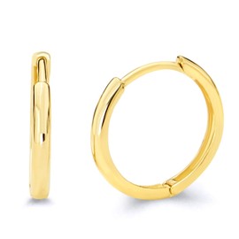 14k REAL Yellow/White Gold 2mm Thickness 15mm, 13mm, 11mm Hoop Huggie Earrings, 14K Gold, no gemstone