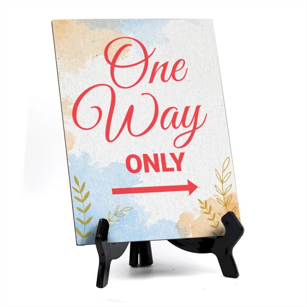 Signs ByLita One way only, Blue Watercolor Table Sign (6