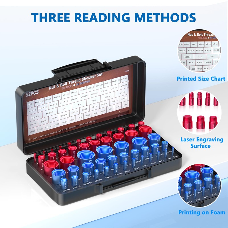 MENGBEI 52PCS Thread Checker, Nut and Bolt Thread Checker, Thread