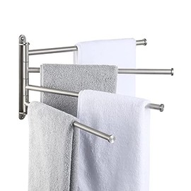 KES Bathroom Towel Rack 15.5-Inch, Swivel Towel Bar 4-Arm, Swing Out Towel Bar Wall Mounted, SUS304 Stainless Steel Brushed Finish, A2103S4L40-2