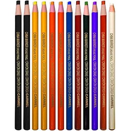 Carmel China Marker, Box of 12 (Assorted Colors), Pull String Grease Pencil, Paper Wrapped Wax Pencil for Marking Smooth Surfaces Including Plastic, Metal, Ceramics & Polished Stone