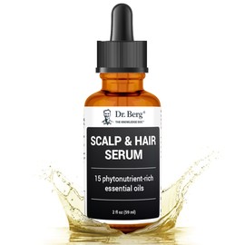 Dr. Berg Scalp & Hair Serum (Improved Formula) with Vitamin D3 & E - Clinically Tested, Paraben and Sulfate-Free Hair Oil for Women & Men - Includes Rosemary Oil, Castor Oil & Jojoba Oil - 2 Fl oz