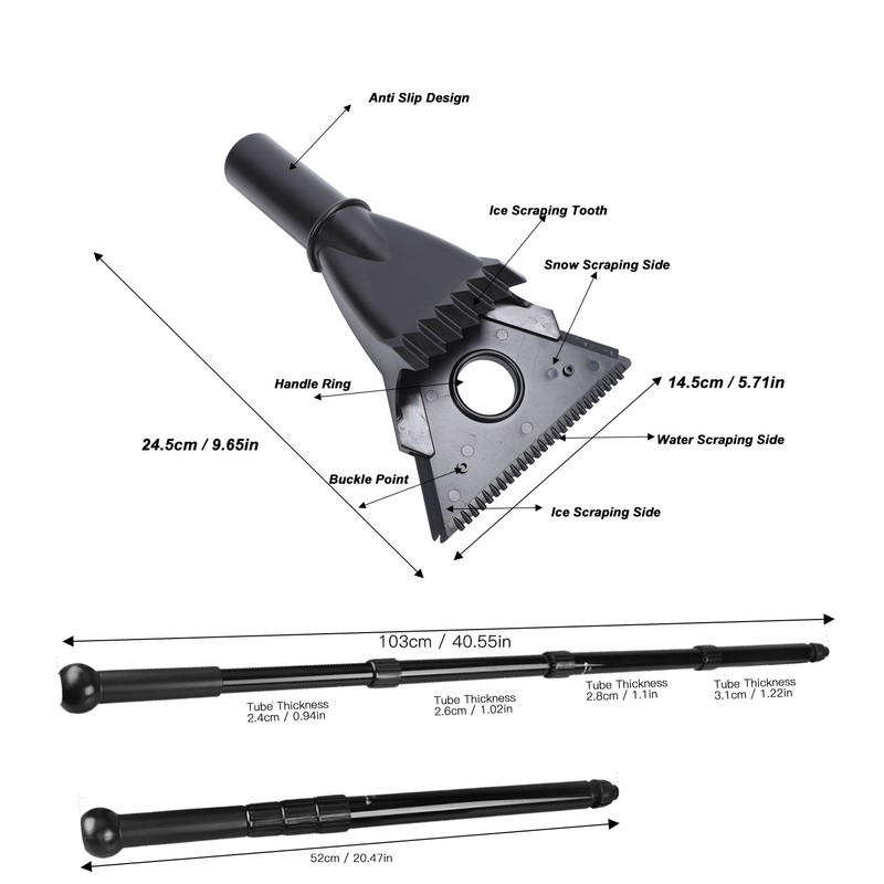 Car Snow Removal Tool Aluminum Alloy Telescopic Rod Ergonomic Labor