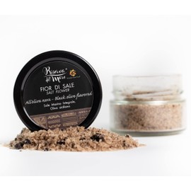 Whole Sea Salt Fleur de Sel | Flower from Natural Sea Salt from the Salins of Trapani (Sicily) | 120 g (Black Olive)