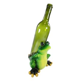 Ebros Tropical Rainforest Hardworking Green Frog Piggybacking Wine Bottle Holder Caddy Figurine 6.25" Tall Pond River Amphibian Animal Frogs Toads Decorative Countertop Table Shelf Accent