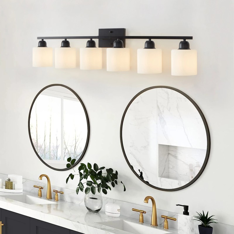 Ship in USA,6 Light Black Vanity Lights,38''Modern Bathroom Vanity Lighting
