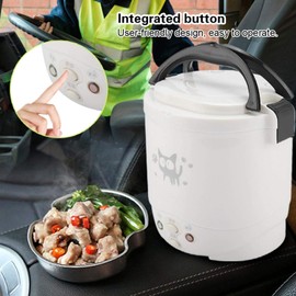 Mini Reiskocher, Elektrische Brotdose Tragbarer Reise Reiskocher für Auto Multifunktionaler elektrischer Dampfgarer Warmhaltefunktion Reiskocher One Touch Bedienung für Reise Camping Hauptauto12v 1L